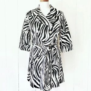 Forever 21 Zebra Print Belted Trench Coat